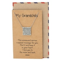 Quan Jewelry Crossword Pendant Necklace, Gifts for Granddaughter, My Grandchild Granddaughter Necklace with Inspirational Quote and Greeting Card