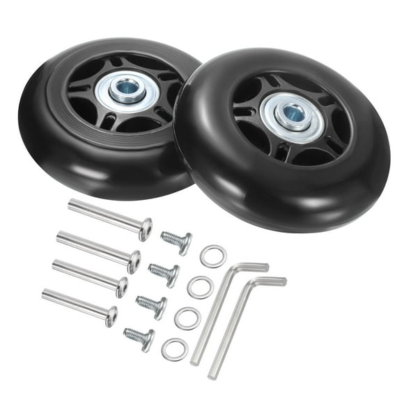 Uxcell Luggage Wheels Replacement 72 x 24 mm/2.8" x 0.9" for Suitcase, Black, 2 Set