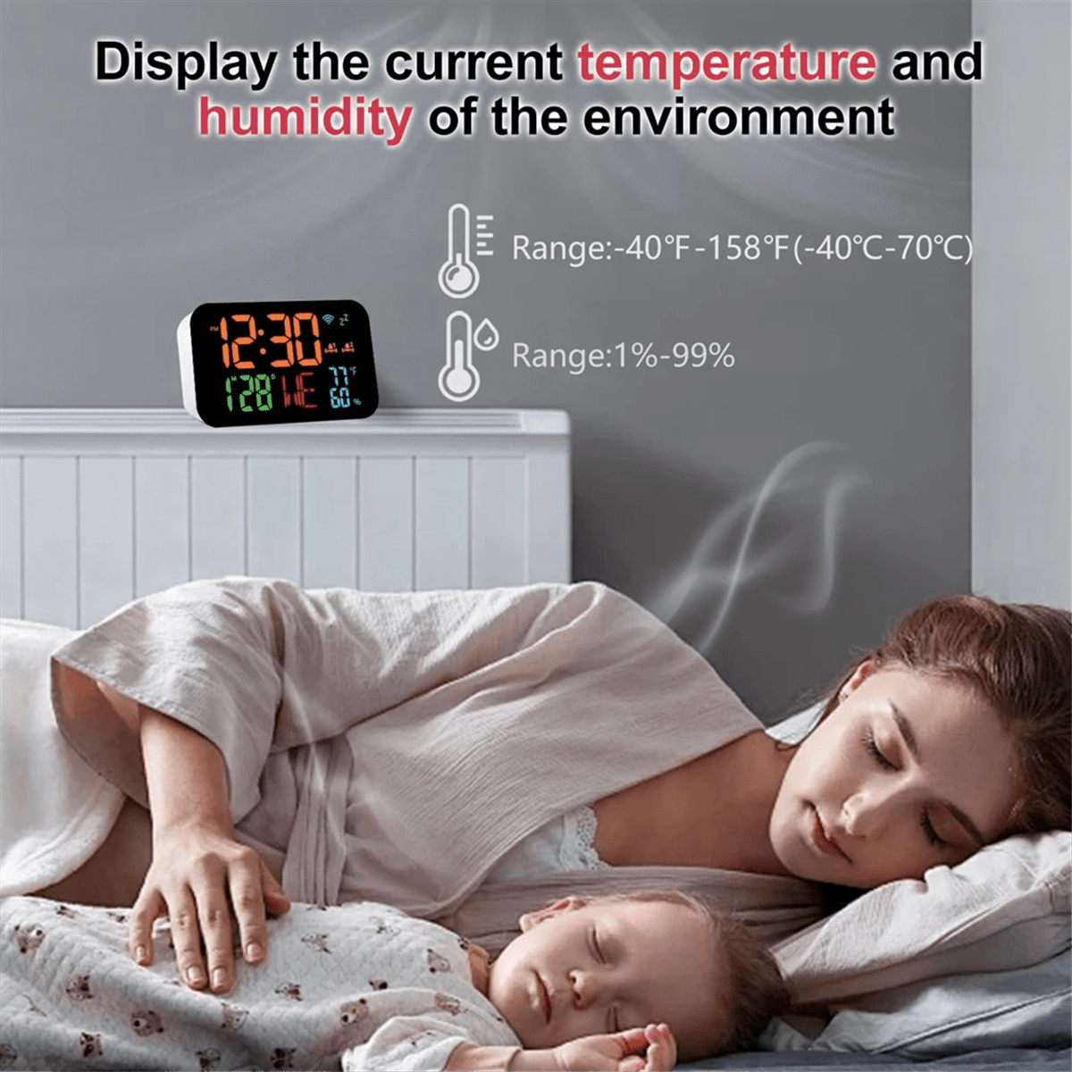 Tuya WiFi Clock Calendar Intelligent Thermometer Hygrometer with Digital LED Display Support WIFI Auto-Calibration