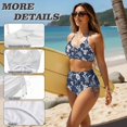 thumbnail image 6 of Xoenoiee Sea Turtle Print Women High Waisted Bikini Sets Tummy Control Swimsuit Two Piece Halter Drawstring Bathing Suit Beachwear Swimwear, 2XL, 6 of 7