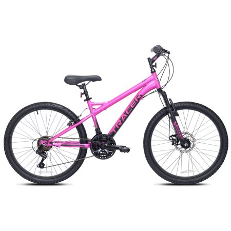 Kent 24 In. Tracer Girl s Mountain Bike with 21 Speeds  Front Suspension  Front Disc Brake  Pink