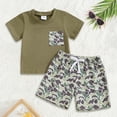 thumbnail image 2 of LUOGENLI Toddler Baby Boy Summer Clothes Retro Embroidery Shirts T Shirt and Elastic Shorts Set Outfits for Boys 2025 under 20 Green 2-3 Years, 2 of 3