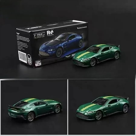 Miniature 1:64 Die-Cast Model Car Aston Martin (V12) with Detailed Decals - Green & Gray Collectible Car Model Toy Gift