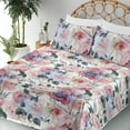 thumbnail image 3 of Ambesonne Geometric Floral Fitted & Flat Sheet with Sham 3 Pcs Set, Roses Blossoming, Twin XL, Pale Pink and Hunter Green, 3 of 5