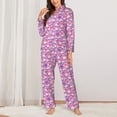 thumbnail image 2 of Picia Skull Blue Flower Pattern Women’s Long-Sleeve Sleepwear Set - Soft 2-Piece Loungewear with Pockets, Comfy PJs for Relaxing Nights-Large, 2 of 7