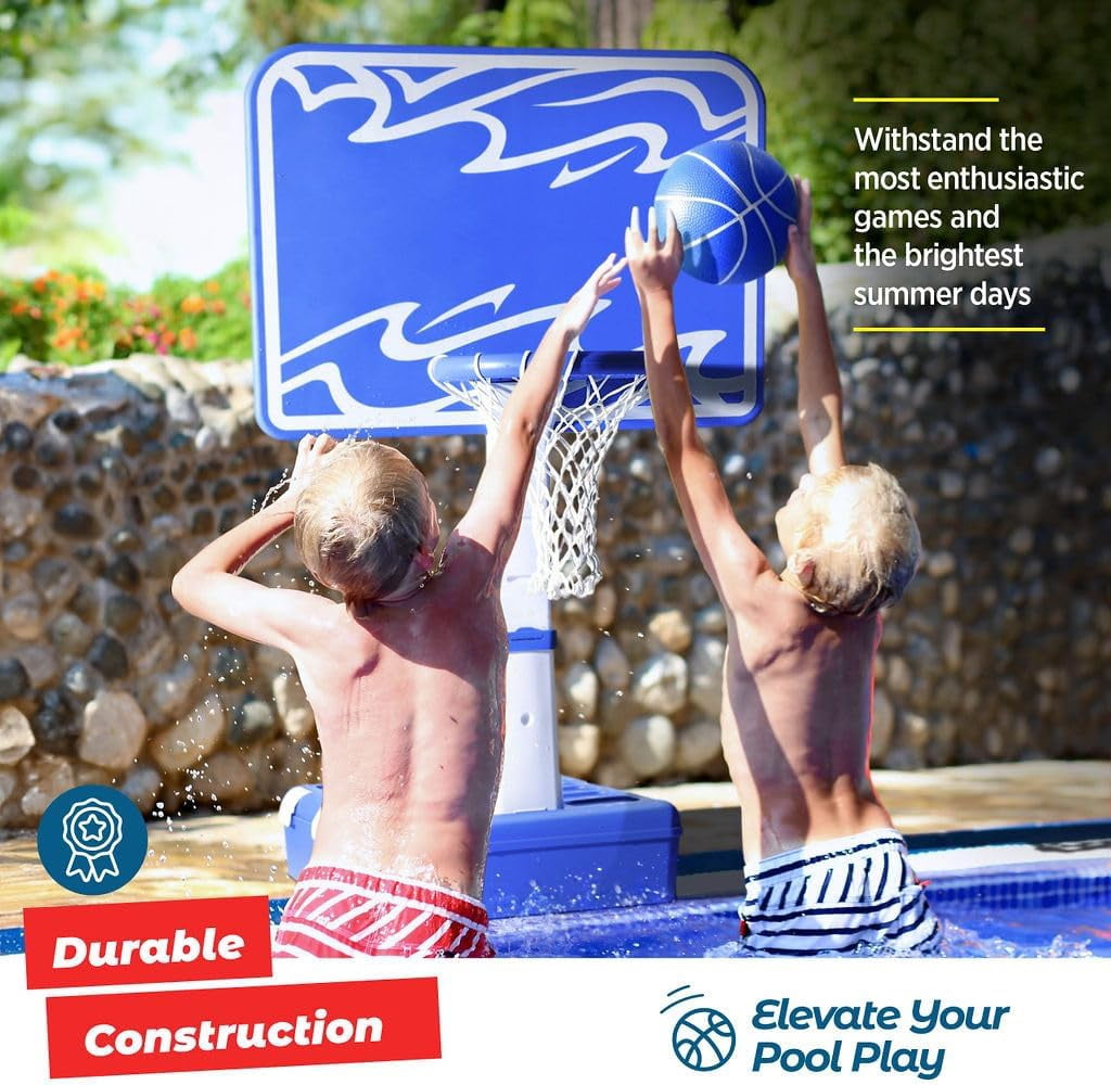Play22 Engaging Activity Adjustable Height Inground Swimming Pool Basketball Hoop