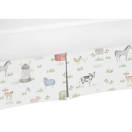 UPC: 0846480075387 | Sweet Jojo Designs Farm Animals Boy or Girl Pleated Baby Nursery Crib Bed Skirt Dust Ruffle – Watercolor Farmhouse Horse Cow Sheep Pig