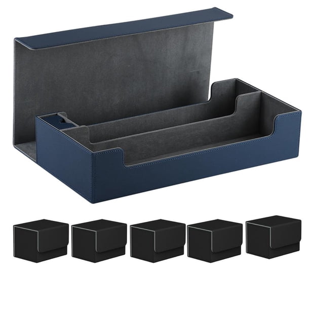 Estuche de cierre premium para cartas coleccionables, con fundas para cartas de béisbol, fútbol, baloncesto y deportes. azul oscuro