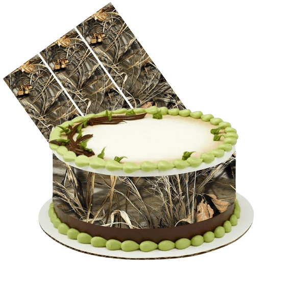 Mossy Oak Break-Up 3 Strips Edible Frosting Photo Cake Border Decoration