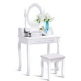 thumbnail image 3 of Pemberly Row Pine Wood Vanity Table Set with Dressing Table and Stool in White, 3 of 9