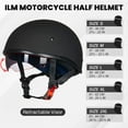 thumbnail image 2 of ILM Half Face Half Helmet Motorcycle Light Weight Sun Visor Quick Release Buckle ATV, Scooter, UTV, Street Bike DOT(Matte Black, X-Large), 2 of 6