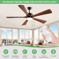 thumbnail image 6 of 60 inch Wood Ceiling Fan with Light and Remote, Modern Farmhouse Indoor Outdoor 5 Blades Large Airflow Fan for Bedroom Living Room, Quiet DC Motor, 6 of 10