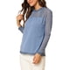thumbnail image 4 of INSPIRAR CHIC Blusas Casuales de Cuello Redondo para Mujeres con Encaje Floral de Manga Larga de Chiffon Tallas S Azul Polvoriento, 4 of 7