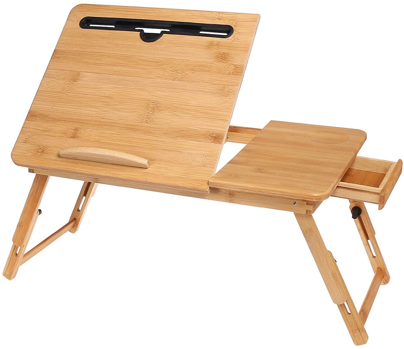 Gedeeltelijk verontschuldiging misdrijf Laptop Desk for Bed Sofa with Adjustable Tilting Top, Breakfast Serving  Tray with Folding Legs ,Multi Function Table, Floor Desk, 100% Bamboo  Nature - Walmart.com
