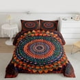 thumbnail image 2 of Manfei Bohemian Mandala Queen Comforter Set 3 Pieces for Girls Women, Hippie Floral Flower Bedding Sets, Orange Purple Bedding Comforter Set, Microfiber Bedroom Decor, 2 of 8