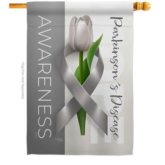 Breeze Decor 28 x 40 in. Parkinsons Disease Awareness House Flag with Support Double-Sided Decorative Vertical Flags Decoration Banner Garden Yard Gift