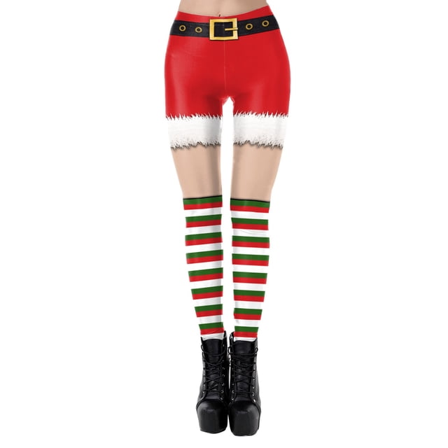 Zhanying Leggings de Noël Grande Taille pour Femmes, Confortables, Amincissants, Rehausse-Fesses, Coupe Noire et Rouge, Leggings Rouges G