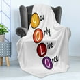 thumbnail image 4 of YOLO Soft Flannel Fleece Throw Blanket, Acronym Design with Colorful Circles You Only Live Once Lettering Geometric Pattern, Cozy Plush for Indoor and Outdoor Use, 60" x 80", Multicolor, by Ambesonne, 4 of 5