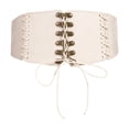thumbnail image 2 of justHIGH Vintage Corset Belt for Women Underbust Metal Buckle Waist Cincher Gothic Renaissance Bodyshaper Beige,Free Size, 2 of 5