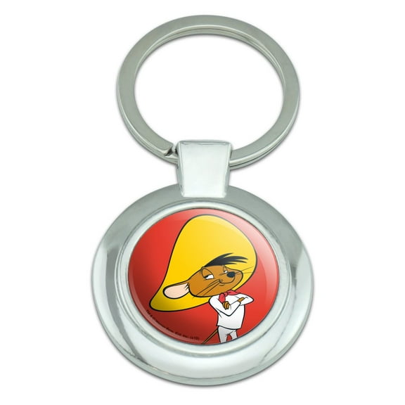 Looney Tunes Speedy Gonzales Keychain Classy Round Chrome Plated Metal