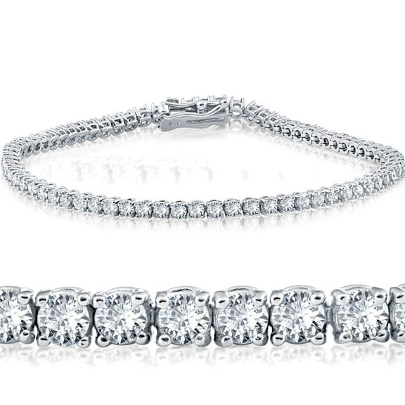 Pompeii 3 Carat Round Cut Lab Grown Diamond Tennis Bracelet In 14k White Gold 7" (GH,VS2)