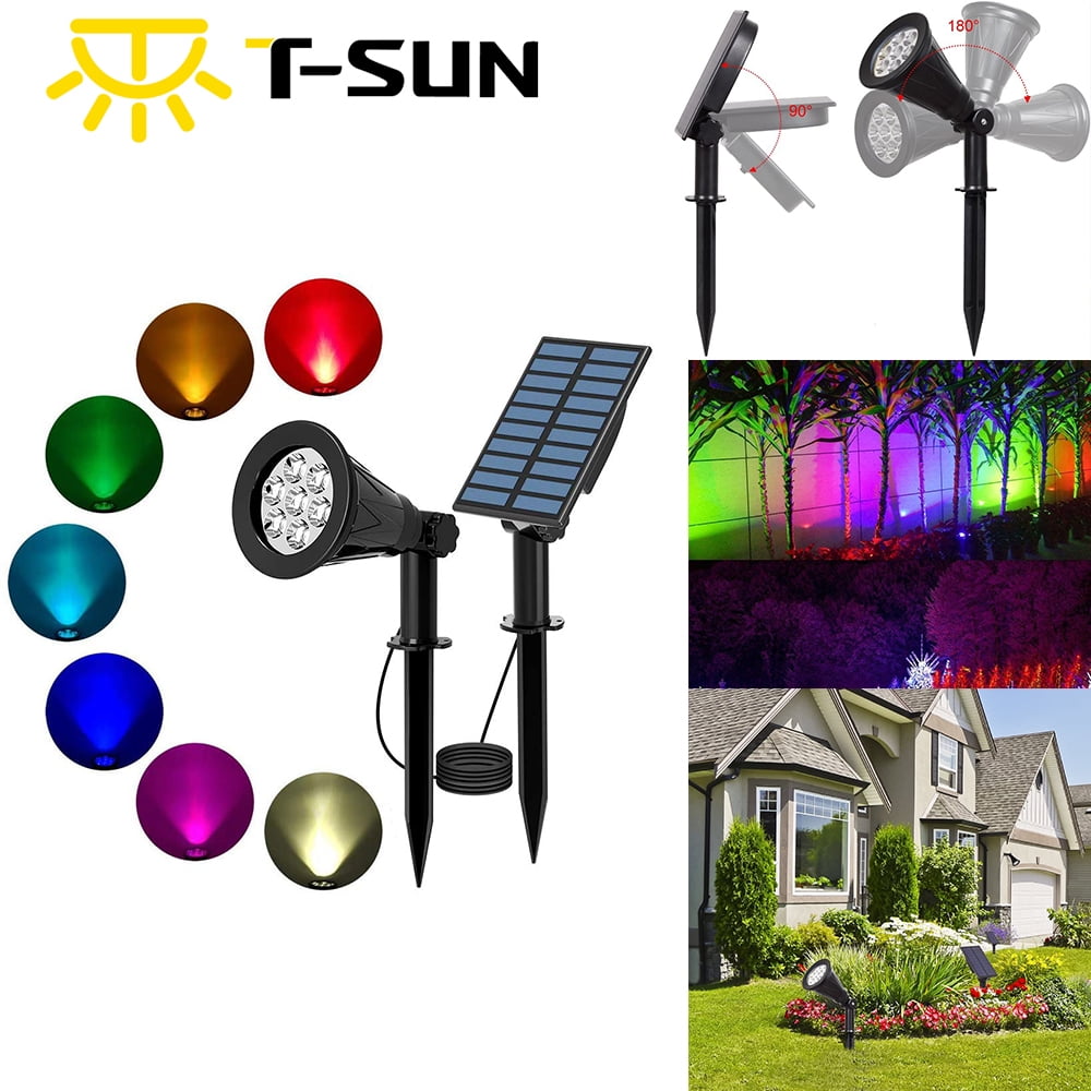 T-SUN Solar 20-LED RGB Spotlights Outdoor Security Landscape Garden Yard Lamps 