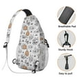 thumbnail image 3 of Sling Backpack,White Halloween Skull Pumpkin Spider Pattern Sling Bag with Water Bottle Holder,Waterproof Sling Bag for Men/Women with Headphone Jack for Hiking,Travel, 3 of 6