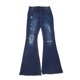 thumbnail image 1 of Pantalones acampanados mujer cintura alta elásticos levantadores de cadera suaves ajustados desgastados Nikou azul oscuro L, 1 of 15