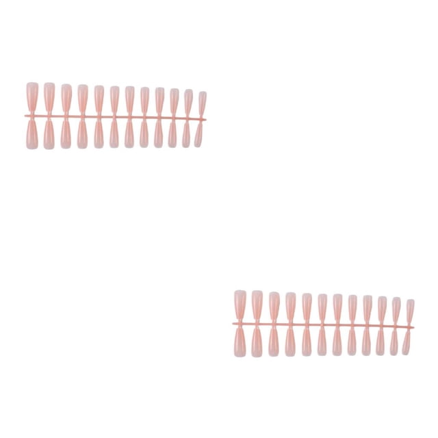 Vogacara 24 piezas extra largas prensa en uñas artificiales DIY acrílico francés sólido uñas para manicura color carne 2piezas