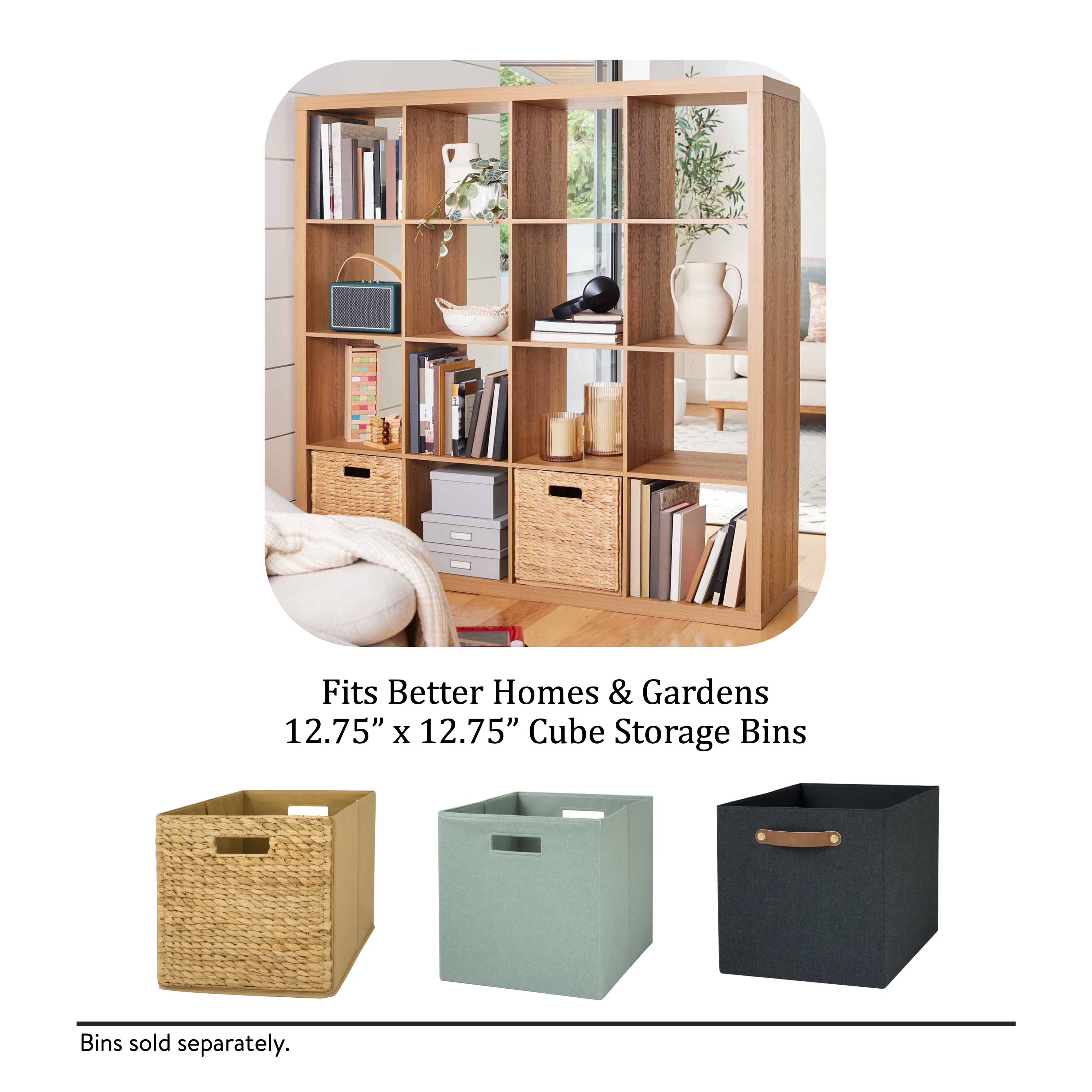 Better Homes & Gardens 16 Cube Storage Organizer, Light Honey