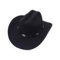 thumbnail image 2 of jiaxiM Cowboy Hats for Men Women Denim Leather Wide Brim Vintage Black Cattlemans Hat Adults Fashionable Headwear for All Occasions, 2 of 8