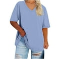 thumbnail image 2 of LSLJS Womens T Shirts Plus Size V Neck Summer Tops Casual Loose Solid Color Basic Tees Tops, S-5XL, 2 of 3