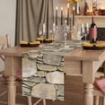 thumbnail image 2 of Brown Stone Wall Table Runner, Vintage Country Rocks Brick Pattern Washable Cotton Linen Table Runners 60 Inches Long, Dresser Scarf Runner for Coffee/TV Stands/Kitchen/Cabinets 13''x60'', 2 of 9