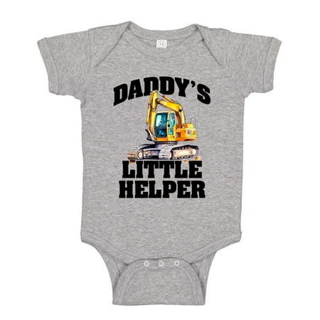 

Daddy s Little Helper Excavator Baby Bodysuit One Piece NB Athletic Heather