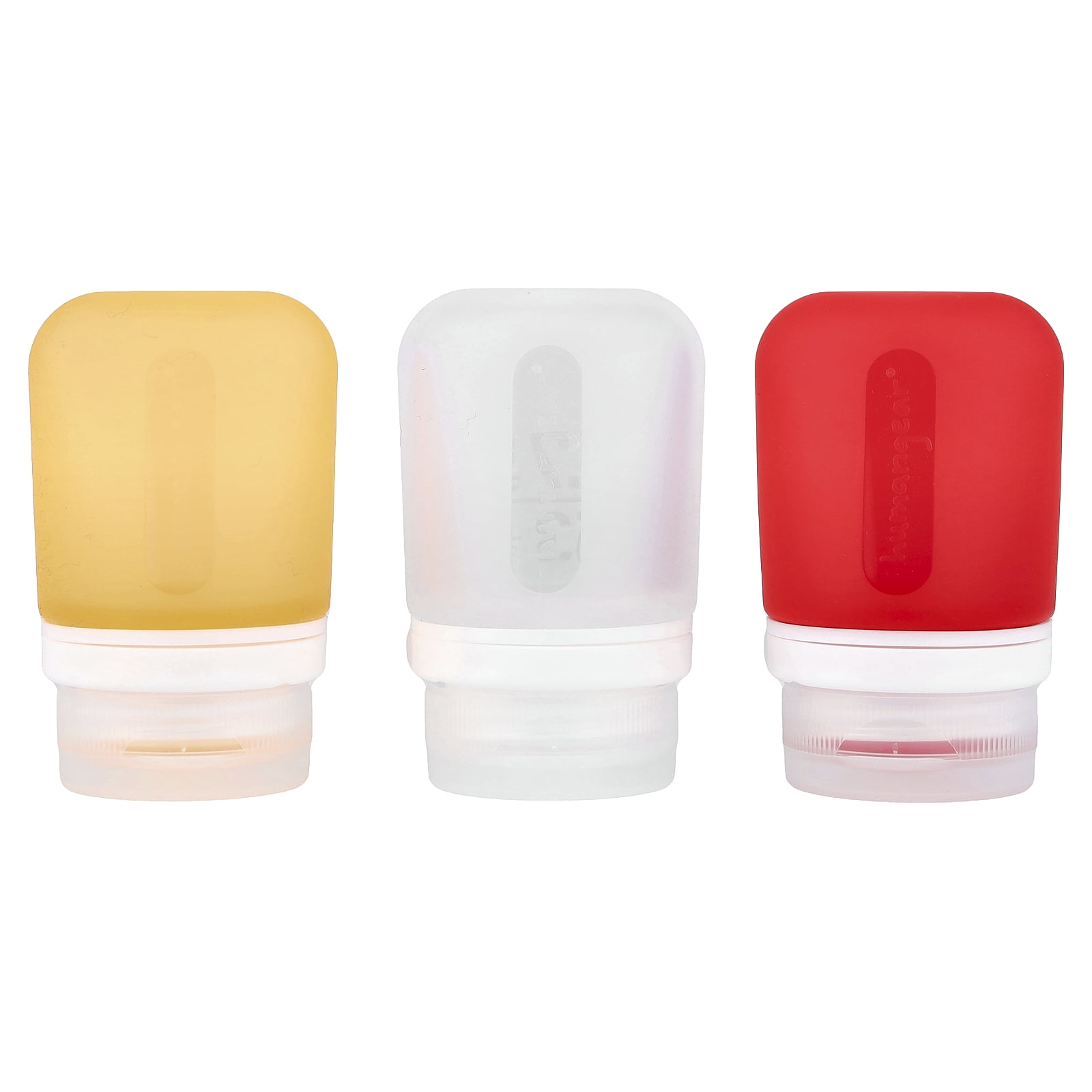 Humangear GoToob+ Soft Silicone Travel Bottle 3-Pack - Small - Clear/Red/Orange