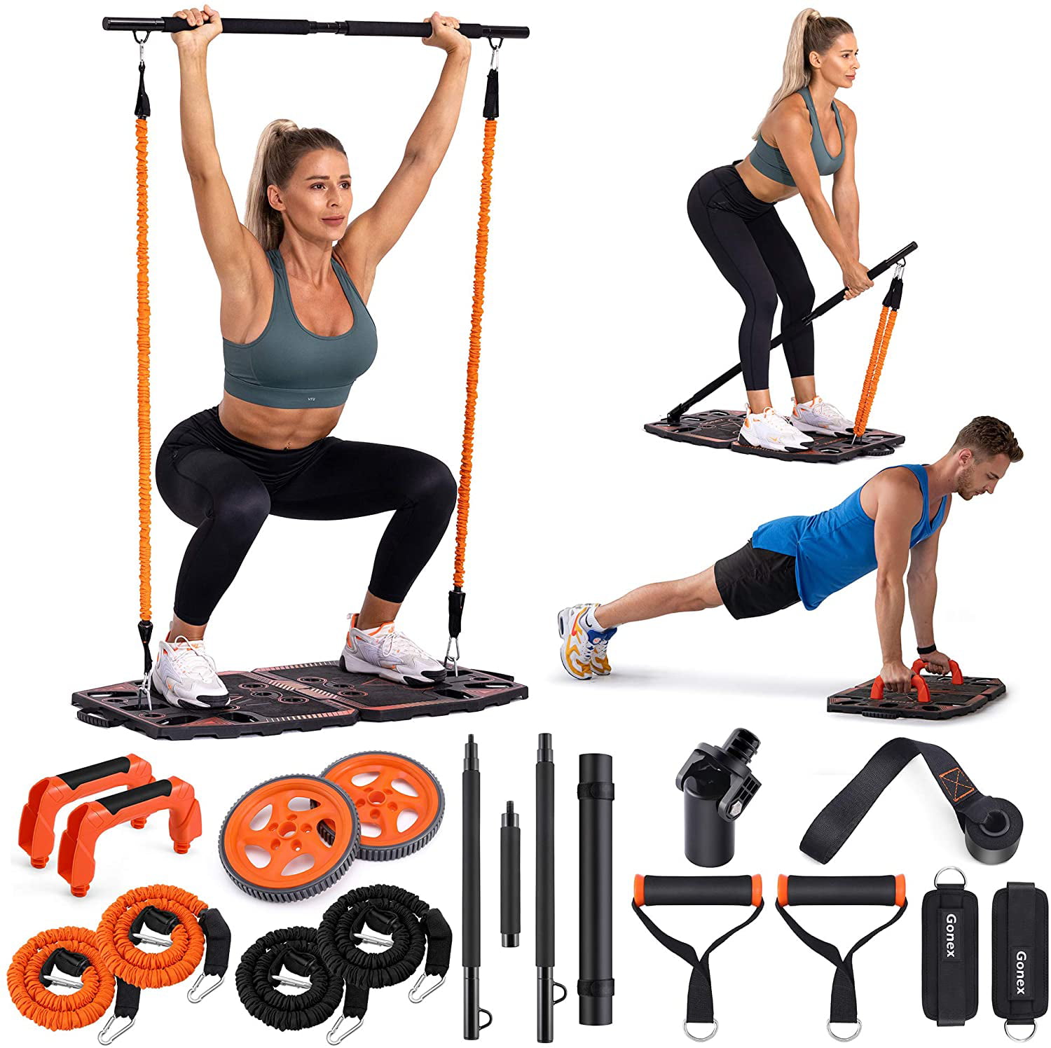 Gonex Portable Home Gym Workout Equipment with 10 Exercise Accessories ...