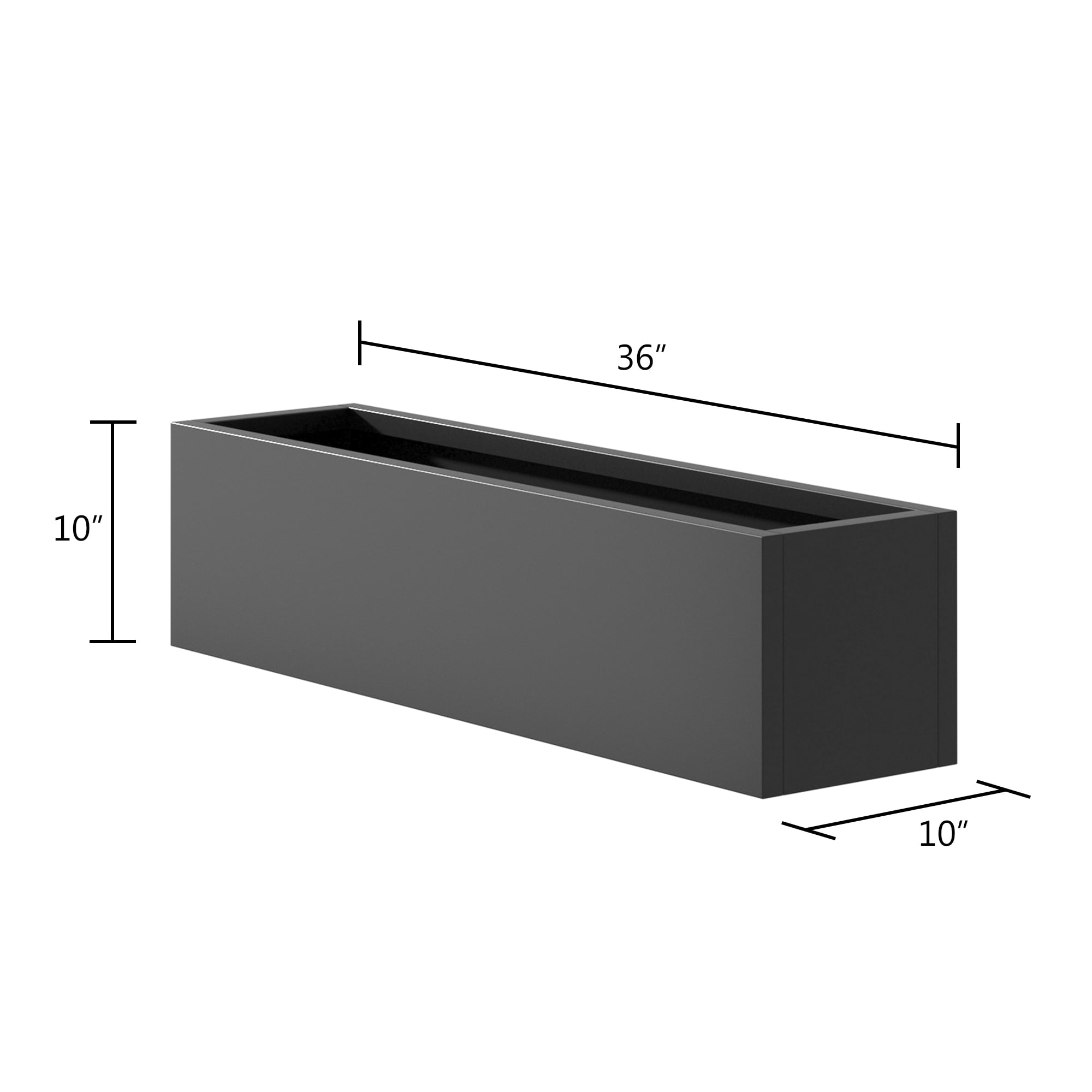 MAYEERTY 36*10"Large Metal Rectangular Planter with Drainage Holes for Tall Plants&High-Traffic Areas