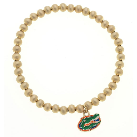 Women' CANVAS Style Florida Gators Enamel Logo Ball Bead Stretch Bracelet