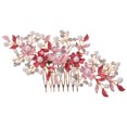 thumbnail image 1 of Peigne à Cheveux Décoré de Perles Roses pour Femmes Parfait pour les Mariages et les Fêtes Quotidiennes Design Rétro Fleur en Alliage, 1 of 9