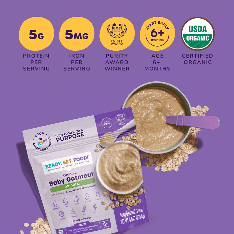 Ready, Set, Food! Organic Baby Cereal Oatmeal, Top Allergens - Main Image