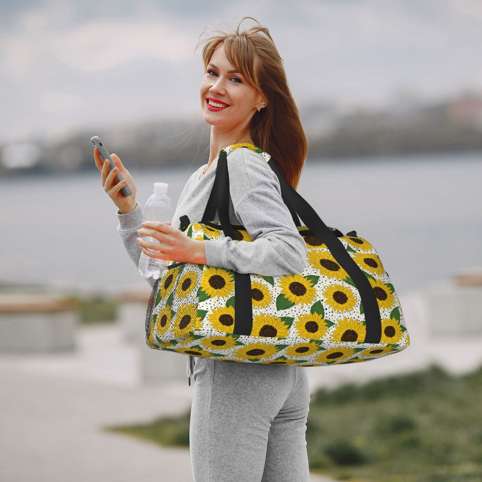 Fuzoiu Sunflowers Print Travel Duffle Bag,Carry On Tote Bags,Duffel Bag,Sport Gym Bag, Hospital Bag for Labor and Delivery, Overnight Bag,Luggage Bag