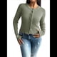 thumbnail image 2 of Suéter Tipo Cárdigan de Cuello Redondo Ajustado para Mujer, con Botones y Prenda Básica de Punto Verde M, 2 of 10