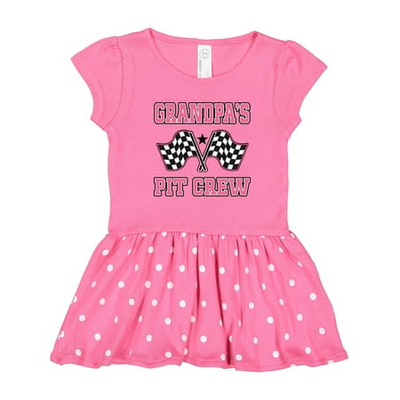 

Inktastic Grandpa Pit Crew Girls Racing Flags Gift Toddler Girl Dress