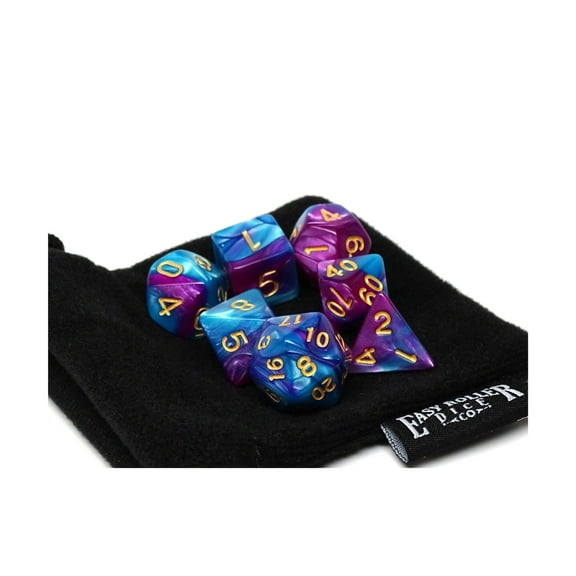 Turquoise and Magenta Swirl w/Gold (7) New