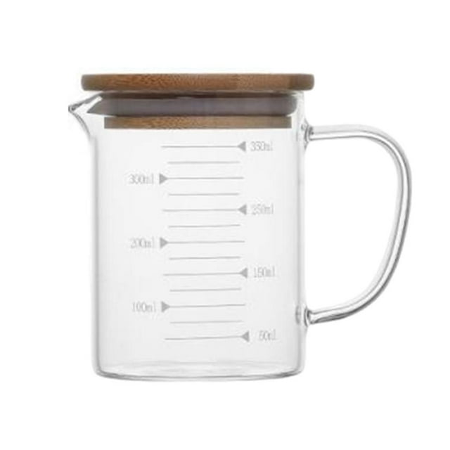 Tasse à Measu en Verre Transparente avec Couvercle Poignée Mesure avec 350ml
