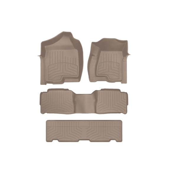 WeatherTech FloorLiner HP Custom Fit Floor Mats compatible with Escalade, Tahoe, Yukon - Complete Set (1st, 2nd, & 3rd Row), Tan