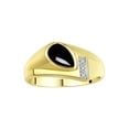 thumbnail image 1 of RYLOS Men's Rings 14K Yellow Gold Ring - Timeless Pear Shape Cabochone Gemstone & Diamonds - Tear Drop Cabochon Onyx Rings For Men Size 8, 1 of 6