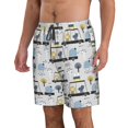 thumbnail image 2 of KLL Lion Hippo Elephant On The Car Men's Casual Summer Beach Shorts Hawaiian Shorts with Pockets-Medium, 2 of 5