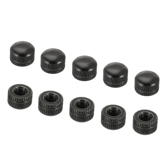 Uxcell M5 Acorn Cap Nut Bolt Cover Screw Caps Insert Female Thread Knurled Shiny Black 15 Pack