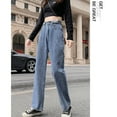 thumbnail image 7 of Jeans Women Wide Leg Jeans Casual Pants Hight Waist Distressed Straight Vintage Trouser Loose Boyfriends Jeans Denim Pants Dark Blue,8, 7 of 7